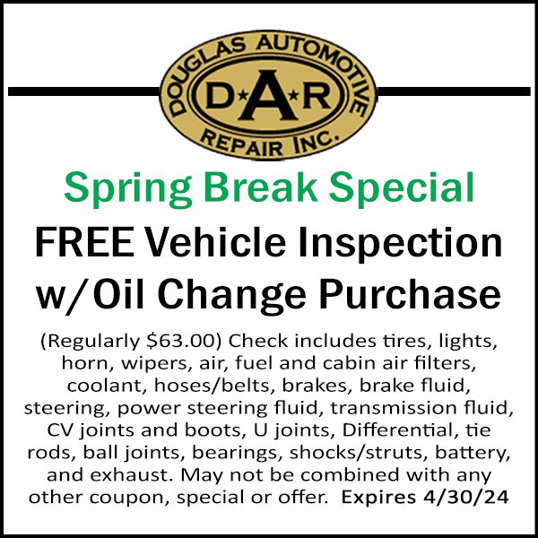 03-MAR 24 Free Check Over with Oil Change